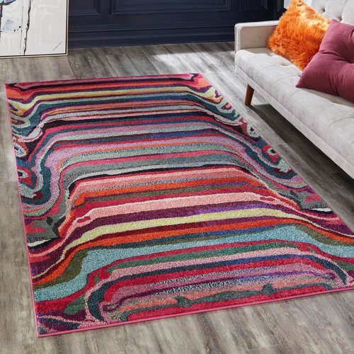 Brayden Studio® Jaclyn Machine Woven / Power Loomed Performance Purple/Pink Rug & Reviews Wayfair